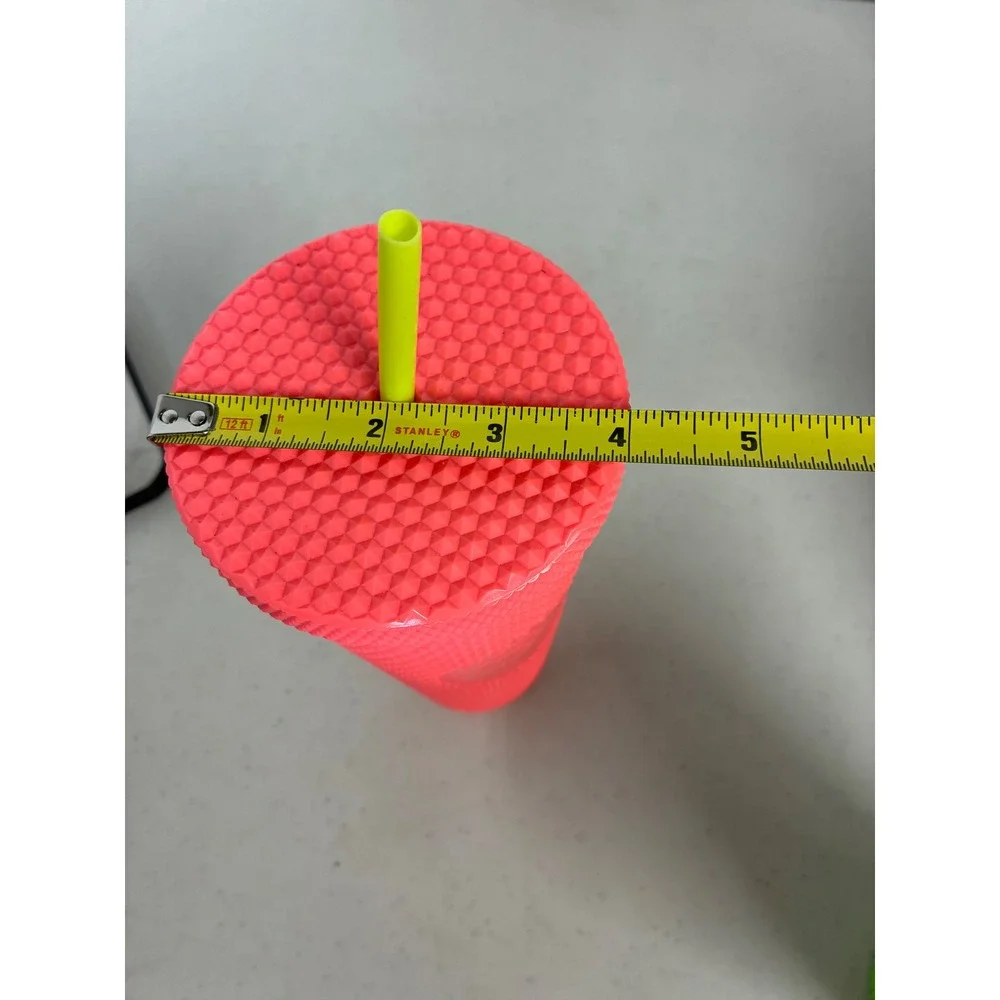 Starbucks Studded Neon Coral Pink Venti Cold‎ Cup Tumbler 24oz 011132647 New